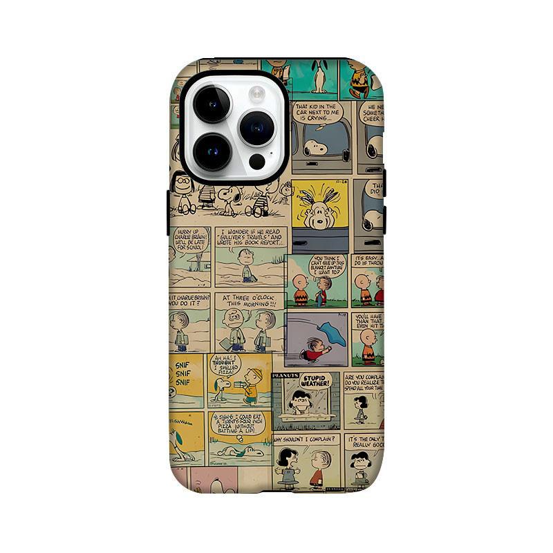 Vintage Snoopy Phone case with colorful Peanuts comic panels. Perfect nostalgic phone cover for cartoon and anime lovers.
